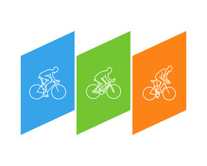 Line logo for cycling. Outline figure cyclist