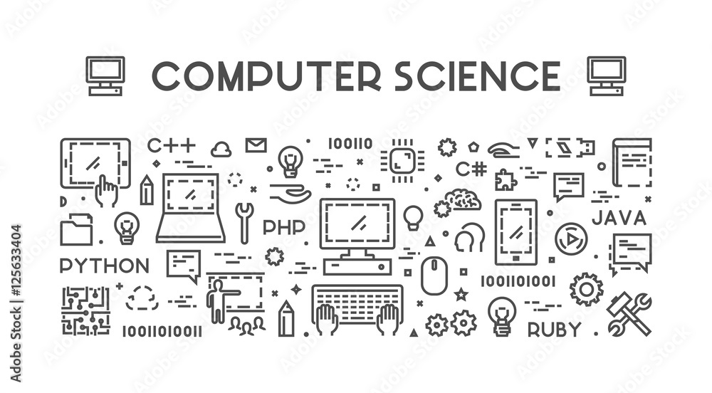 Wall mural line concept for computer science.