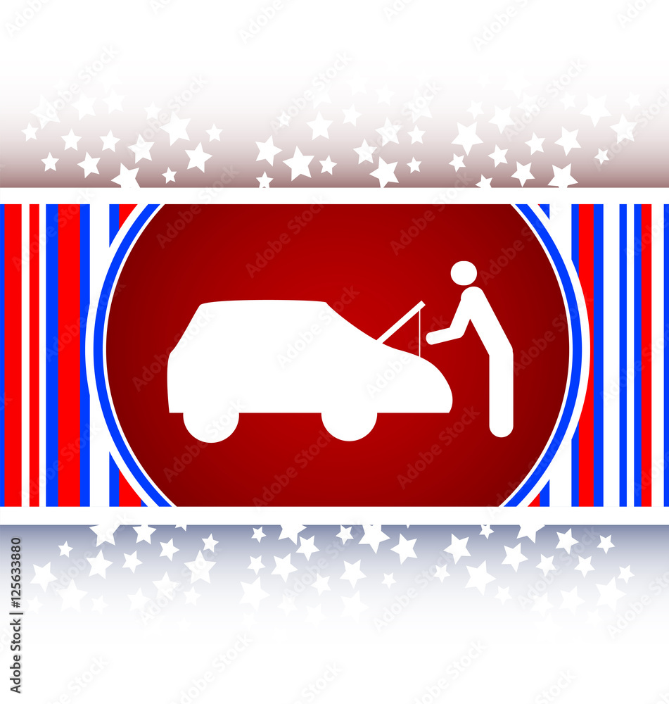 Poster man and car on web icon (button)