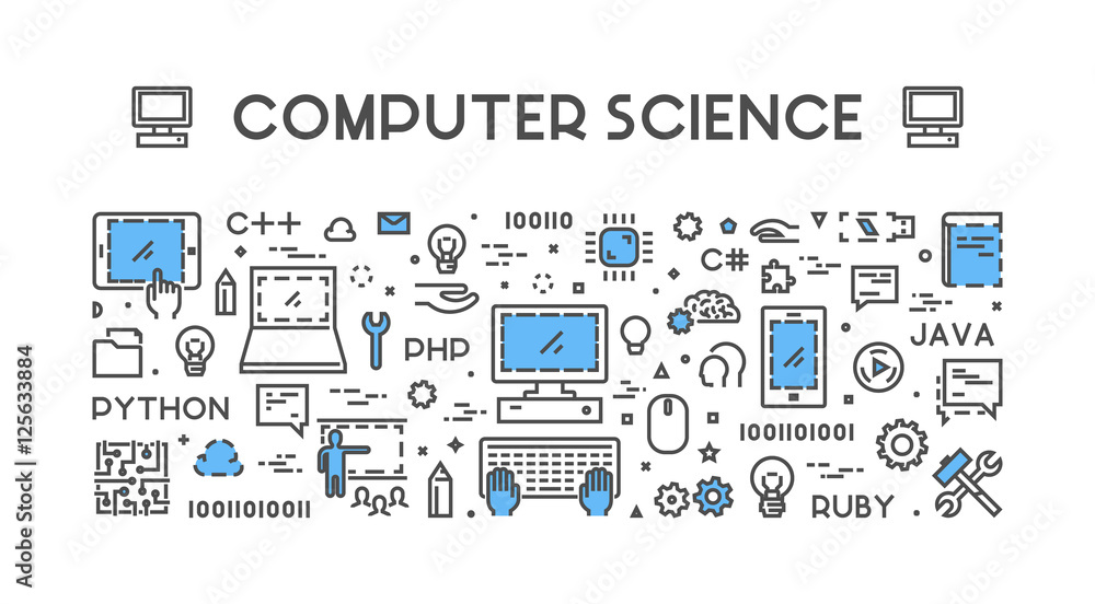 Poster line web concept for computer science