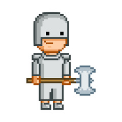 Pixel hero with a axe for 8-bit