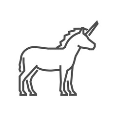 Vector line figure unicorn icon.