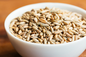 Rye grains in a small bowl