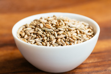 Rye grains in a small bowl
