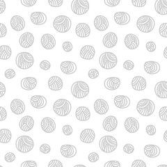 hand drawn yarn balls - seamless abstract pattern gray