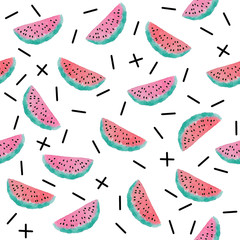 Seamless pattern with hand drawn watercolor fruits.