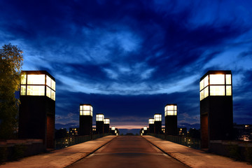 Spandau See Bridge at sunset, Berlin, Germany