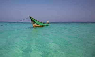 Fototapeta na wymiar Fisherman boat on an island of Socotra, Yemen