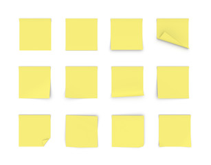 Yellow office stickers isolated on a white background.