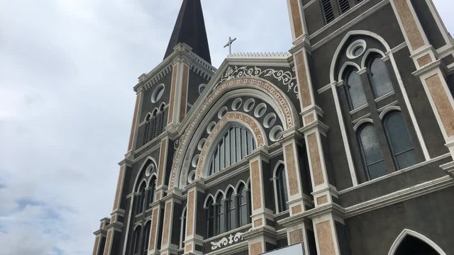 Tilt up on Roman Catholic Diocese, Thailand.