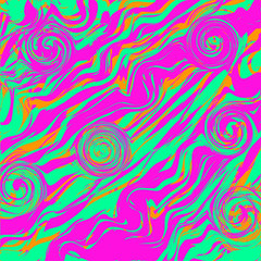 Techno abstract background. Glitch art style. Digital curling waves. Computer screen signal error. Flow of bright colorful random abstract lines circles. Element for design concept, poster, web.