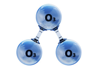 Illustration of model  ozone molecule - obrazy, fototapety, plakaty