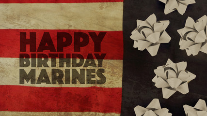 Happy Birthday Marines Flag and Ribbons