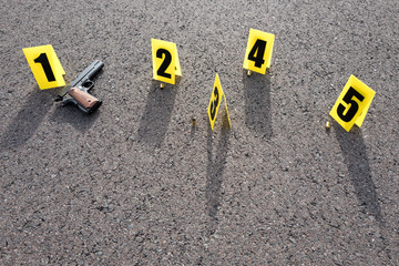 ID tents at crime scene after gunfight