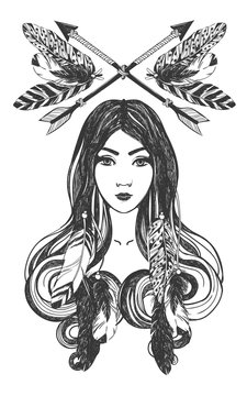 recommend clip art: Woman with feathers and dreamcatcher.