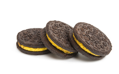 Chocolate cookies with cream filling