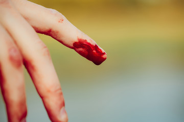 bloody human finger