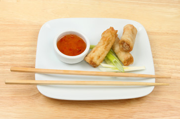 Spring rolls on a plate