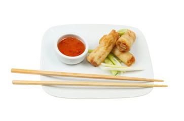 Spring rolls on a plate