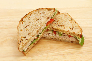 Sandwich on chopping board
