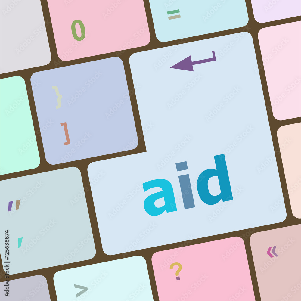Poster aid word with key on enter keyboard