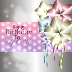 Stylish shiny card for birthday with balloons