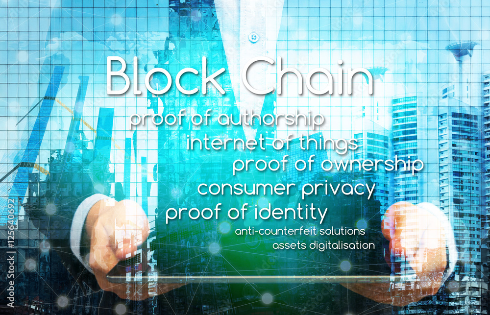 Poster cryptocurrency, blockchain and bitcoin concept.distributed ledger technology.fintech concept, financ