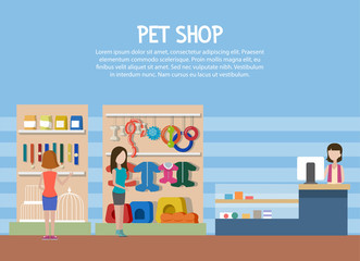 Fototapeta premium Dog and cat pet shop or store interior
