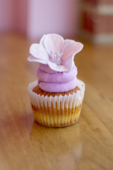 Pink White and Purple Wedding Cupcakes