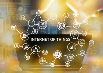 Internet of things concept . Internet of things icon , notebook