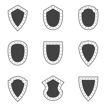 Vector Black Shields set on white background