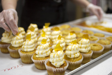 Baker Decorating Creme Brulee Cupcakes