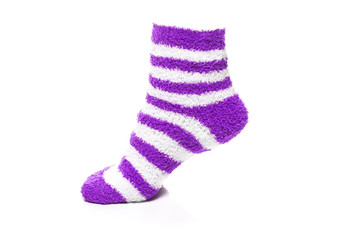 Purple Socks on White Background