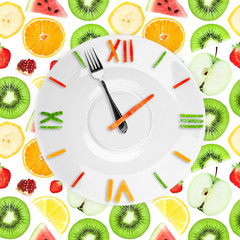 Food clock with fruits