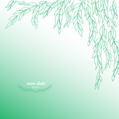 Willow branches, gradient green background