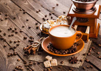 coffee cup and coffee beans
