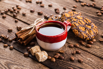 coffee cup and coffee beans