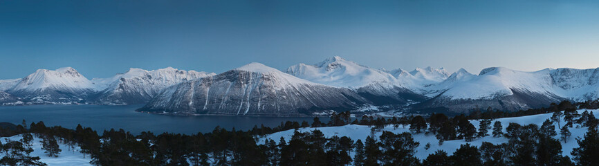 Winter mountain sunset