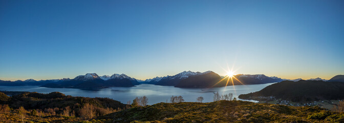 Sunset over hj&oslash;rundfjord Norway