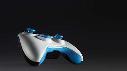 White blue Video game controller on darkness background