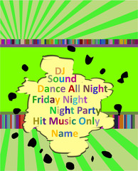 Vertical music party background with colorful graphic elements and text. party dance concept.