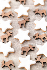 Christmas cookies with small christmas decoration.