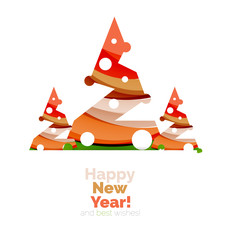 Christmas and New Year geometric paper design banner
