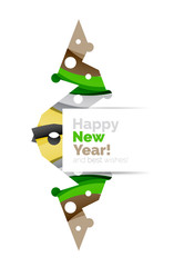 Christmas and New Year geometric paper design banner