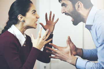 A boy and girl having an angry confrontation