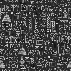 Doodles seamless pattern vector set.