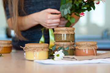 Different sorts of delicious fruit  jam for breakfast 