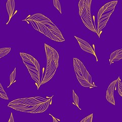 Leaves seamless pattern vector set.