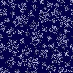 Leaves seamless pattern vector set.