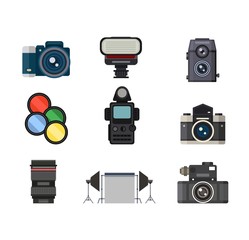 Photo studio icons vector set.